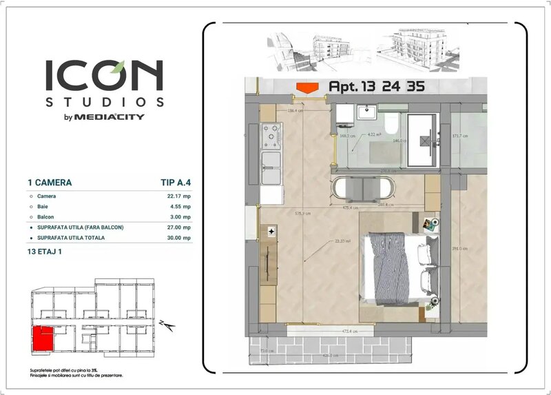 Garsoniera, central.